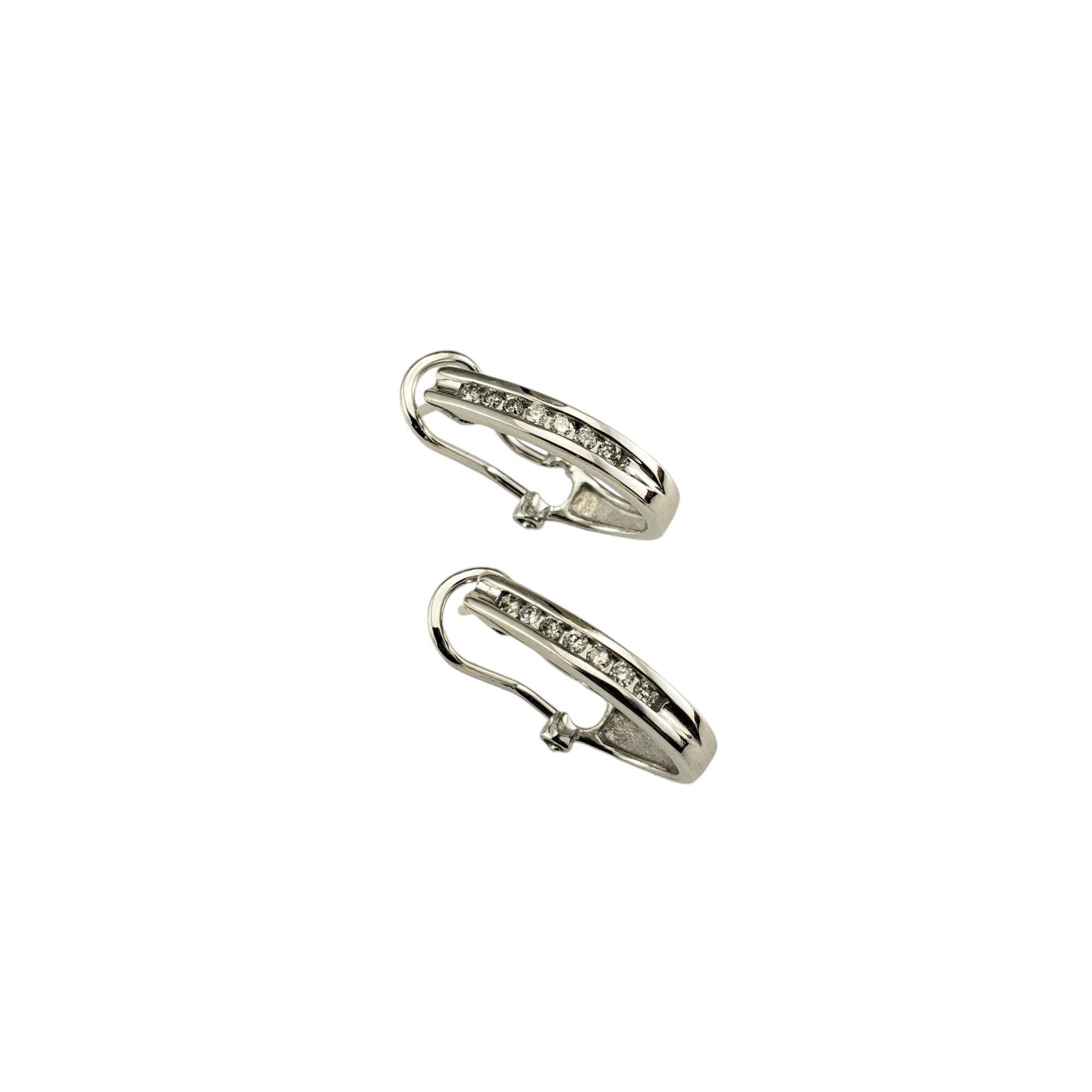 Brilliant Cut 14 Karat White Gold and Diamond Hoop Earrings #18974 For Sale