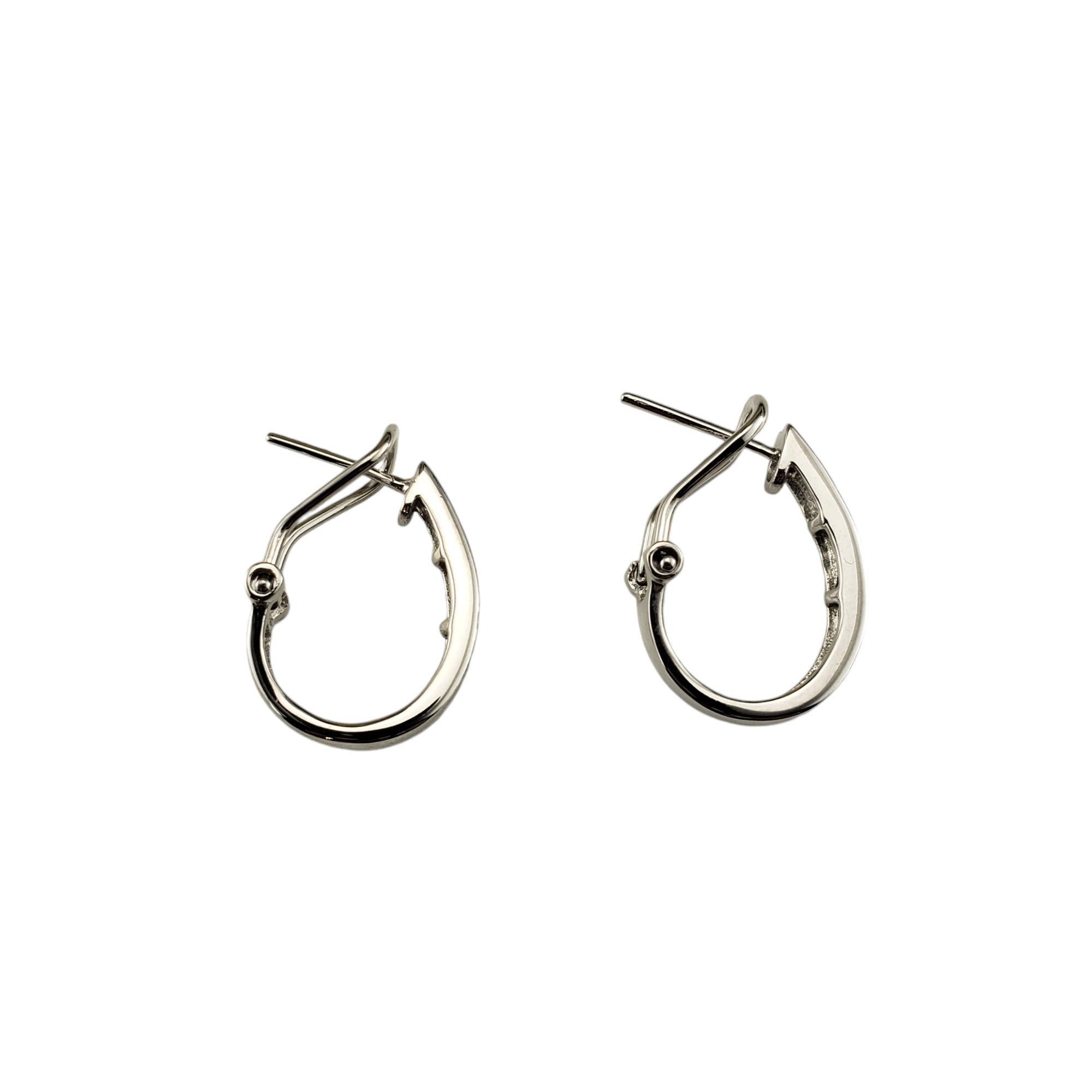 14 Karat White Gold and Diamond Hoop Earrings #18974 In Good Condition For Sale In Washington Depot, CT