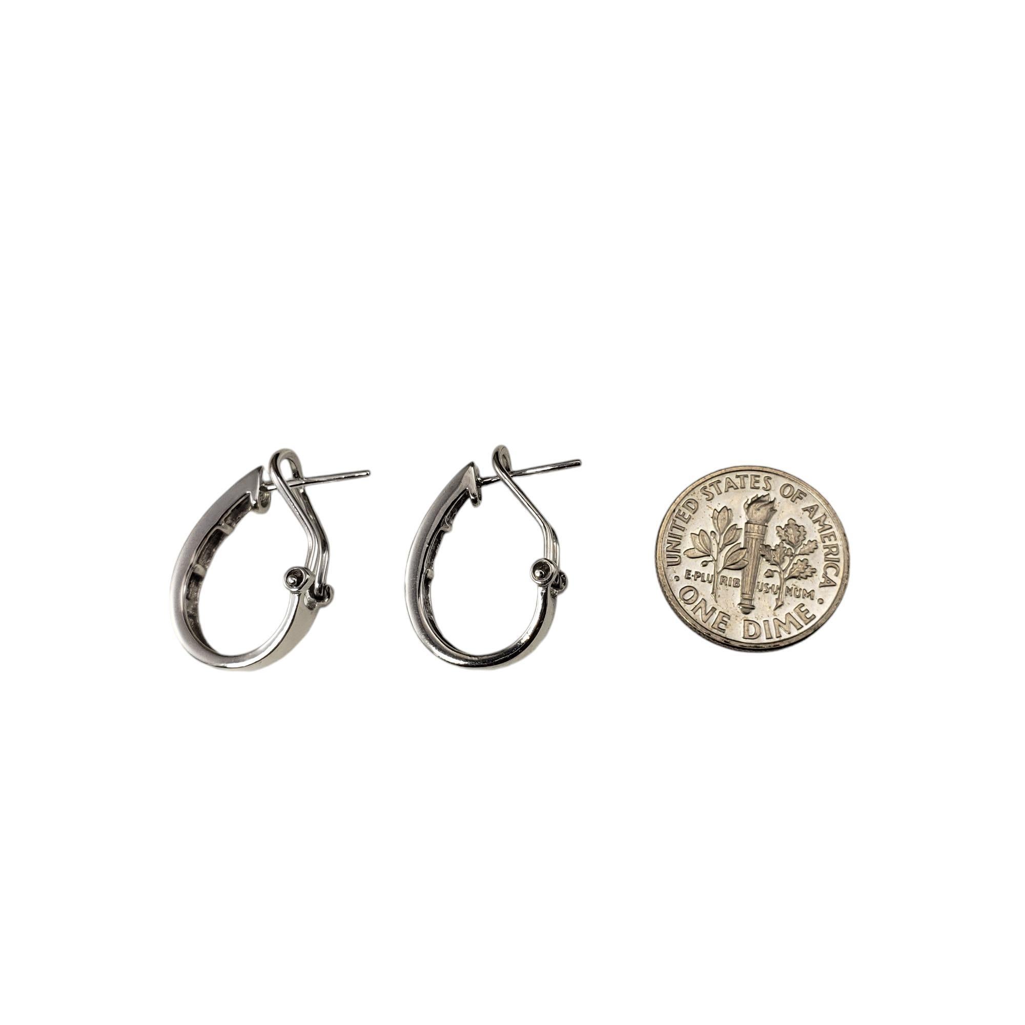 Women's 14 Karat White Gold and Diamond Hoop Earrings #18974 For Sale