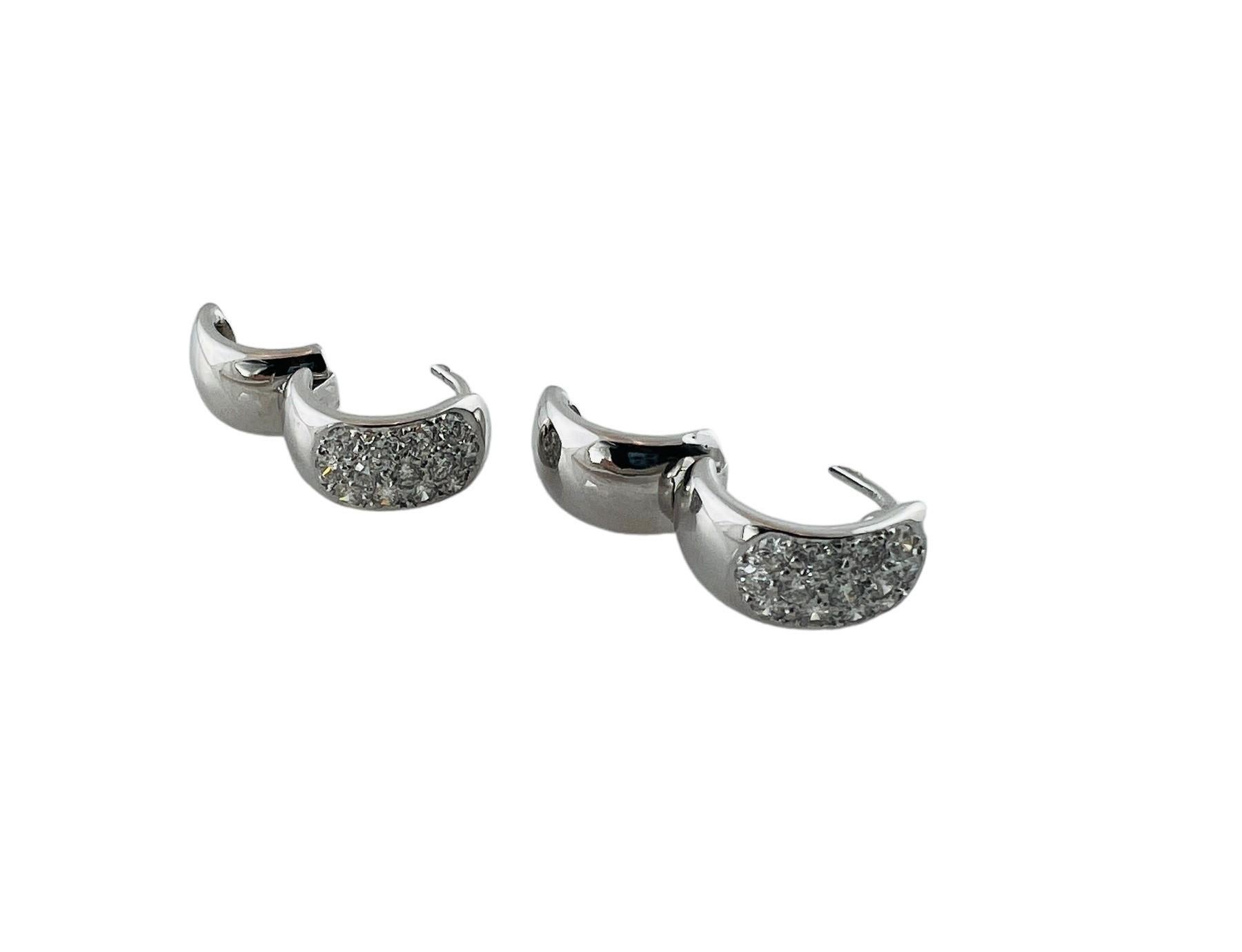 Brilliant Cut 14 Karat White Gold and Diamond Huggie Earrings #16760 For Sale