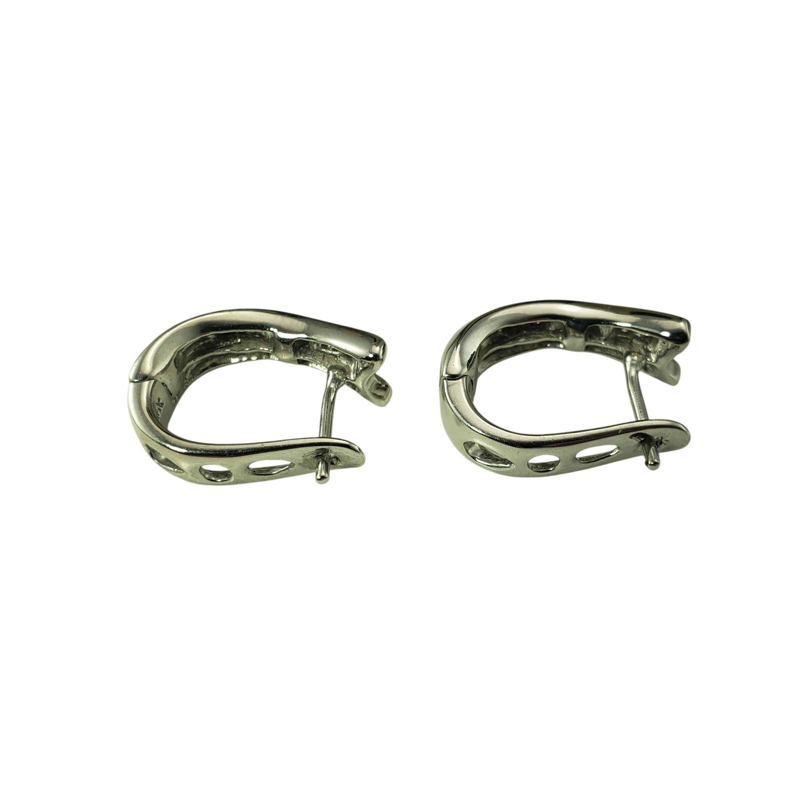 Women's 14 Karat White Gold and Diamond Huggie Earrings #22727 For Sale
