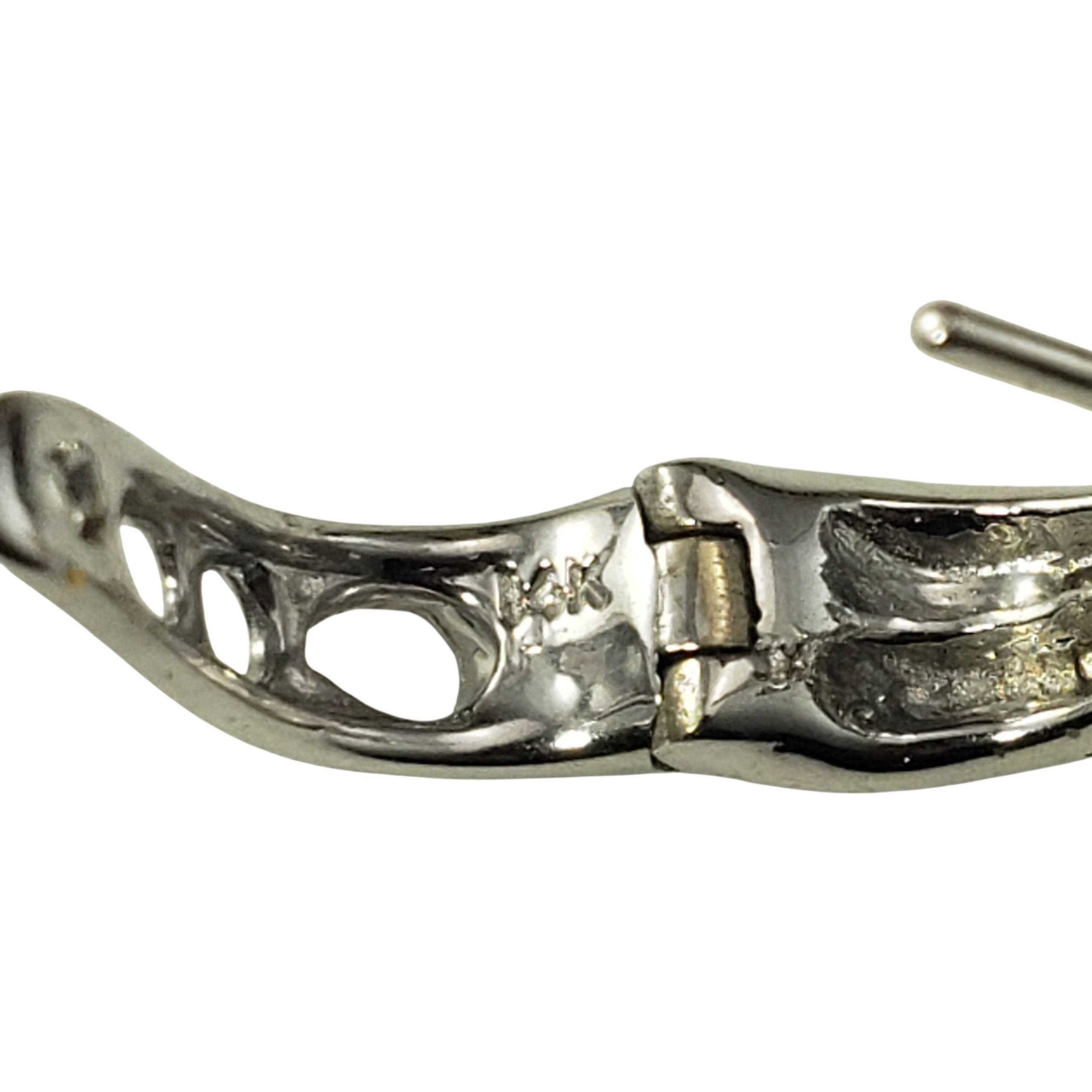 14 Karat White Gold and Diamond Huggie Earrings #22727 For Sale 2