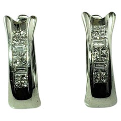 14 Karat White Gold and Diamond Huggie Earrings #22727