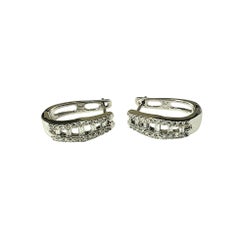 14 Karat White Gold and Diamond Ladder Huggie Earrings #21562