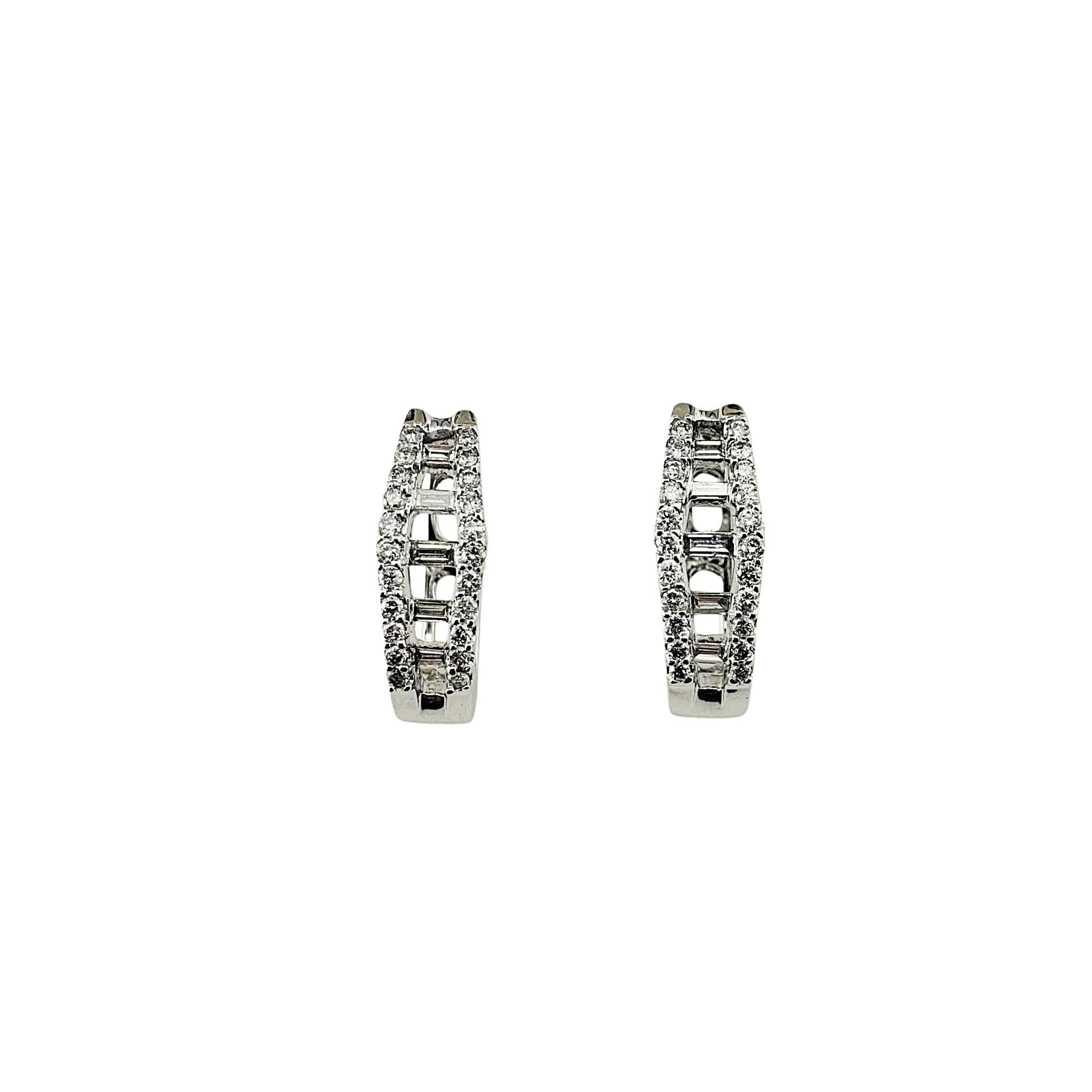 14 Karat White Gold and Diamond Ladder Huggie Earrings #21562