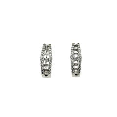 14 Karat White Gold and Diamond Ladder Huggie Earrings #21562