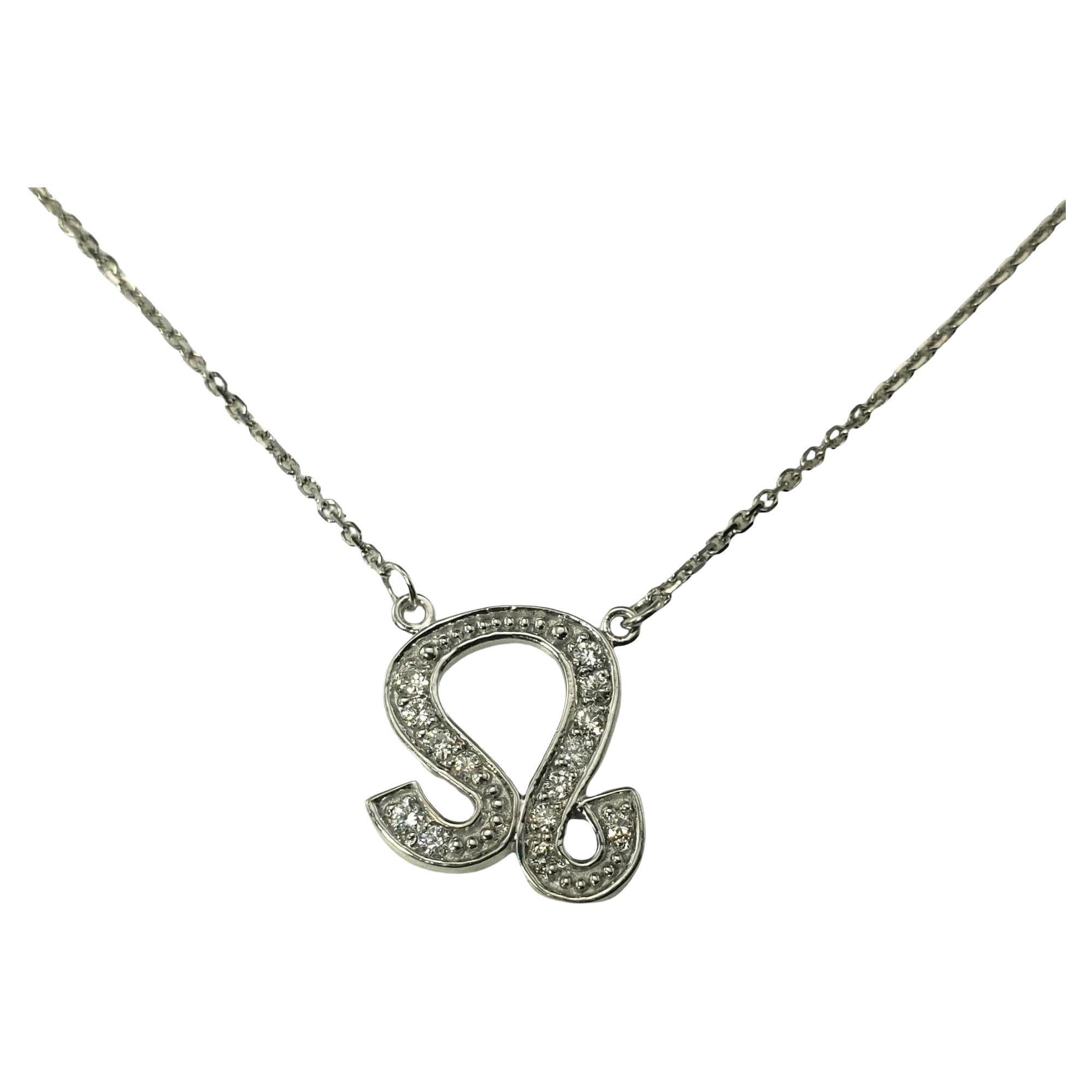 14 Karat White Gold and Diamond Leo Necklace #15585 For Sale