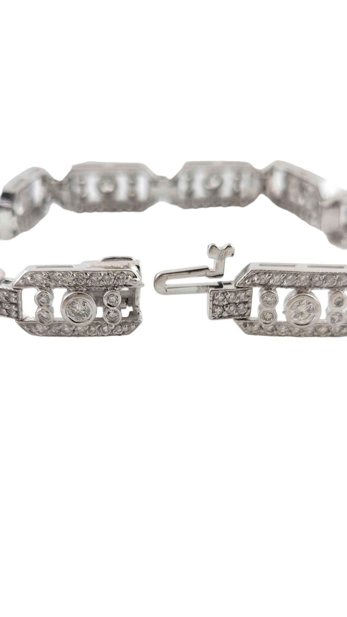 Women's 14 Karat White Gold and Diamond Link Bracelet #16952 For Sale