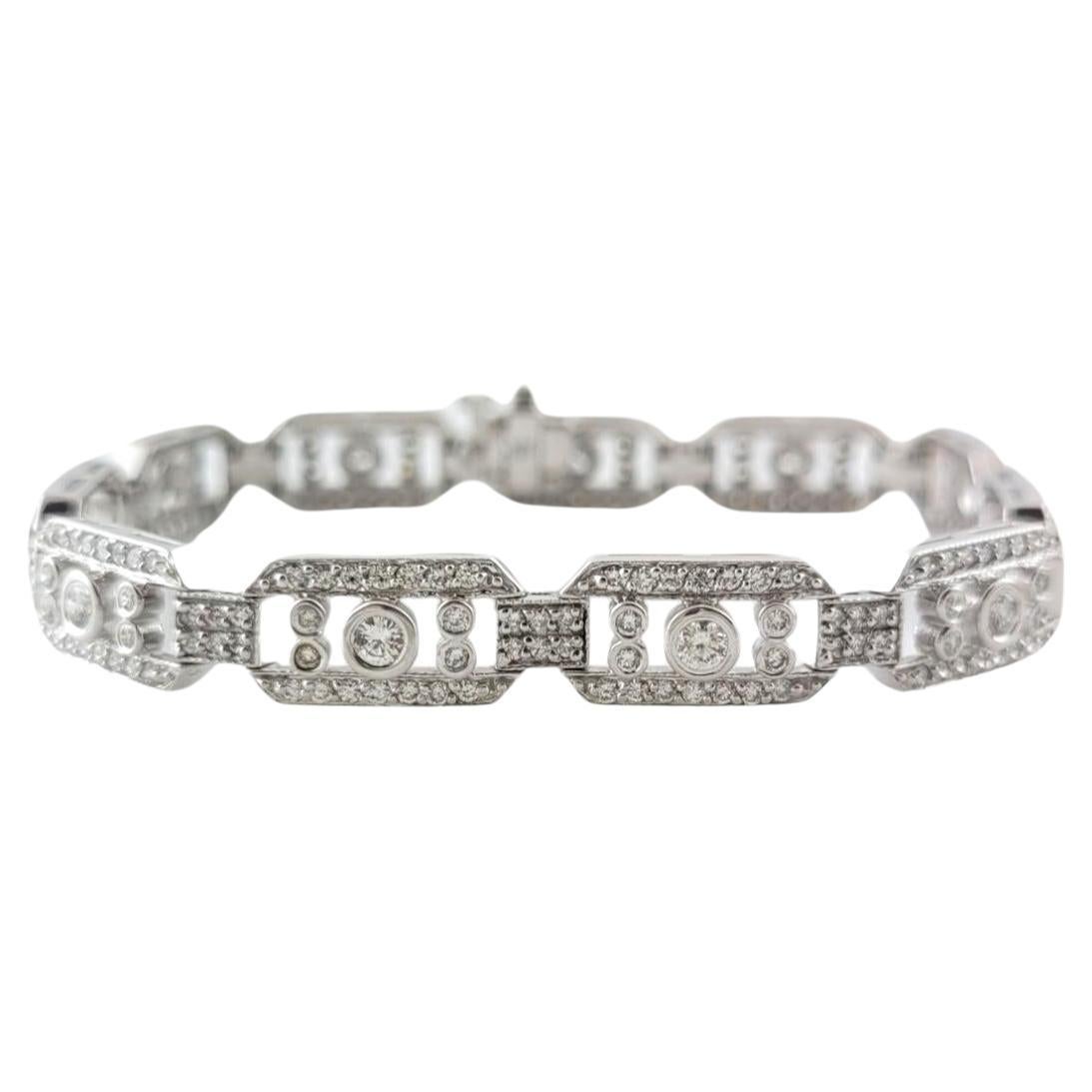 14 Karat White Gold and Diamond Link Bracelet #16952 For Sale