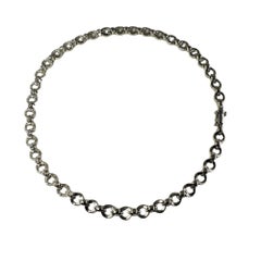 14 Karat White Gold and Diamond Necklace with GAI Certificate