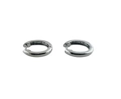 14 Karat White Gold and Diamond Oval Huggie Earrings #16763