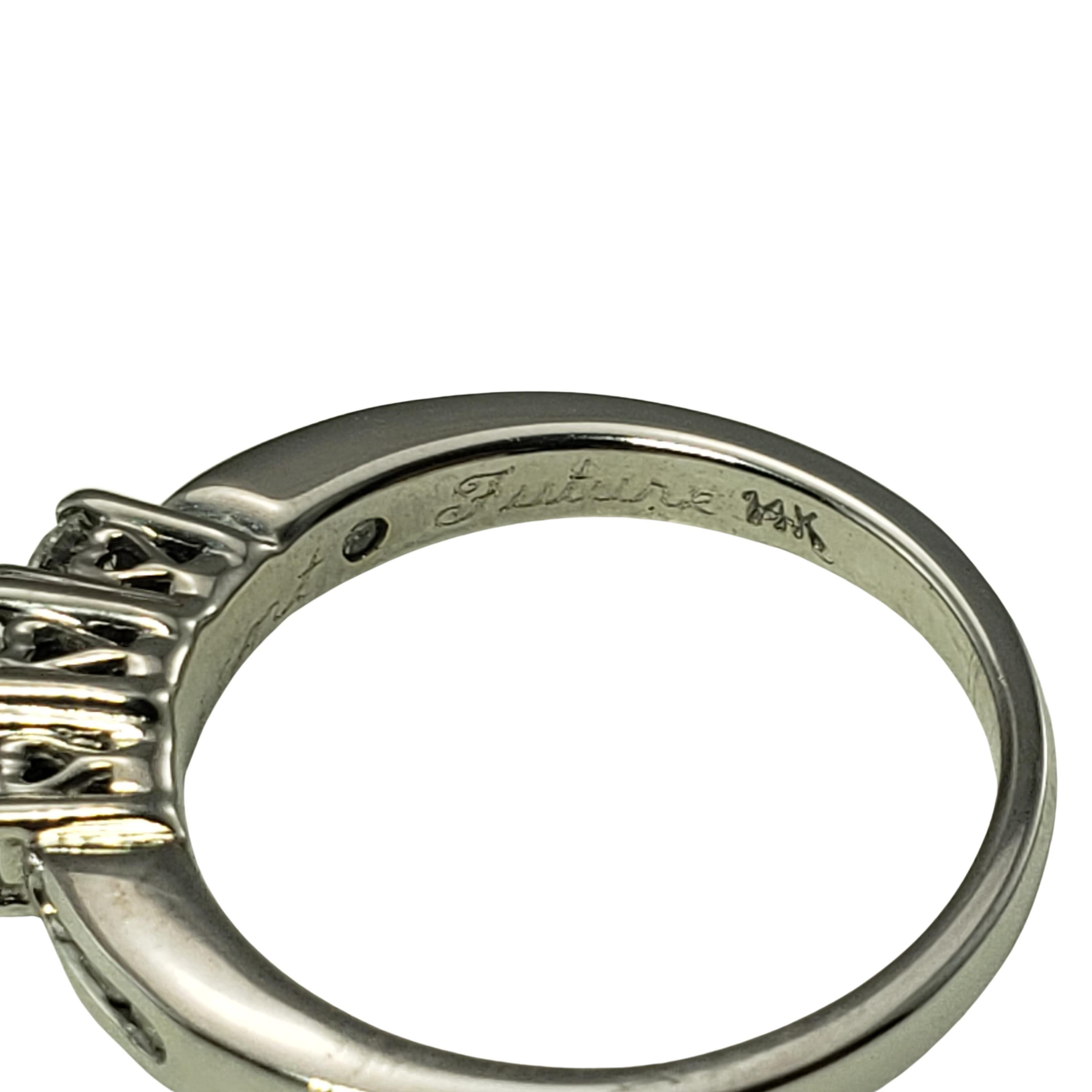 Women's 14 Karat White Gold and Diamond Past Present Future Ring Size 5.5 For Sale