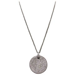 14 Karat White Gold and Diamond Pave Disc