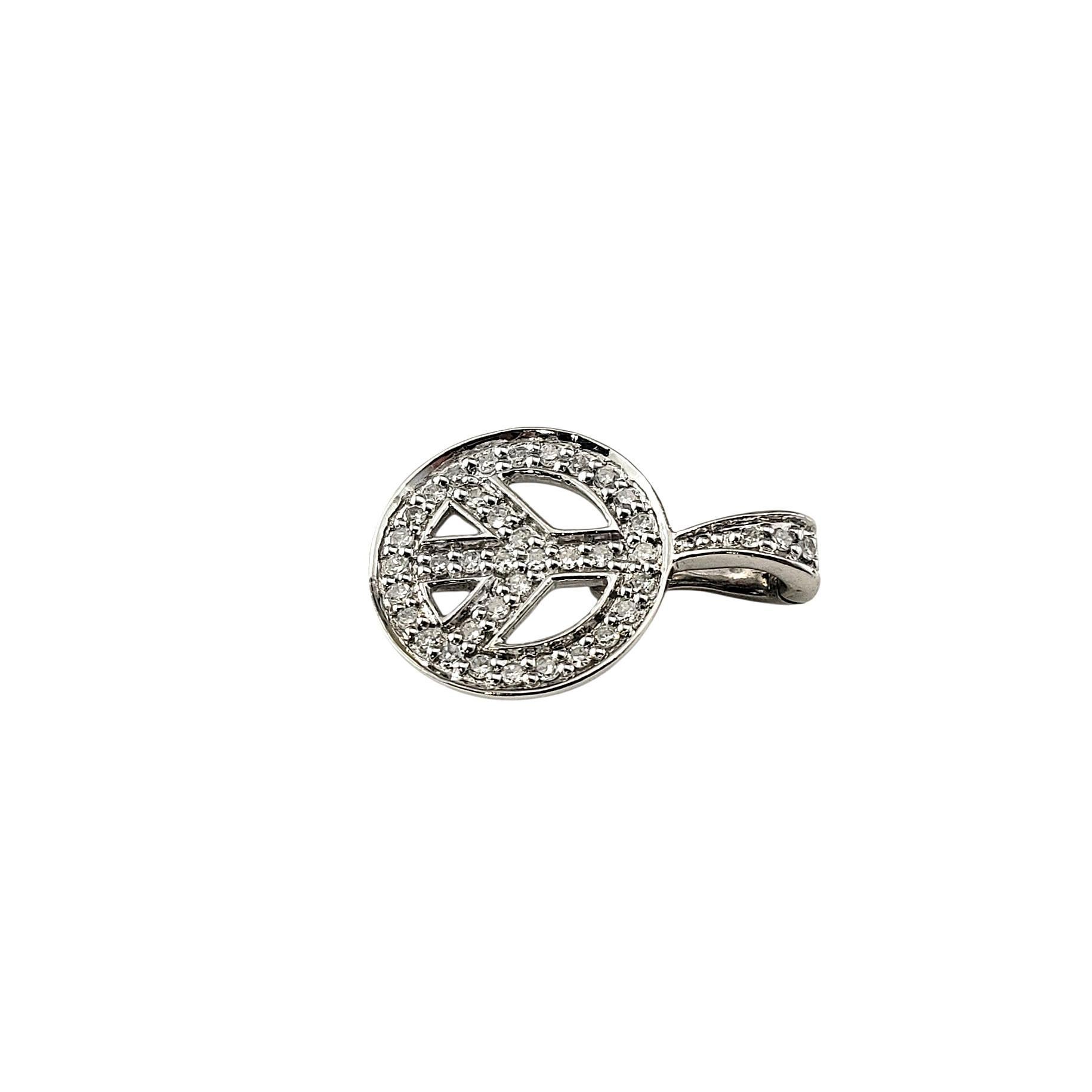 Single Cut 14 Karat White Gold and Diamond Peace Sign Pendant #21922 For Sale