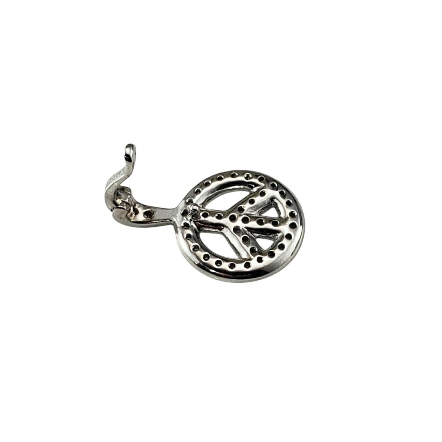 14 Karat White Gold and Diamond Peace Sign Pendant #21922 For Sale 1