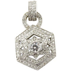 14 Karat White Gold and Diamond Pendant