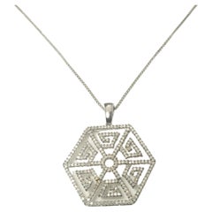 14 Karat White Gold and Diamond Pendant Necklace