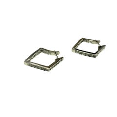 14 Karat White Gold and Diamond Pentagon Hoop Earrings #19529