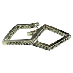 Boucles d'oreilles Pentagon en or blanc 14 carats et diamants #19529