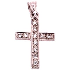 Pendentif religieux/crucifix en or blanc 14 carats et diamants