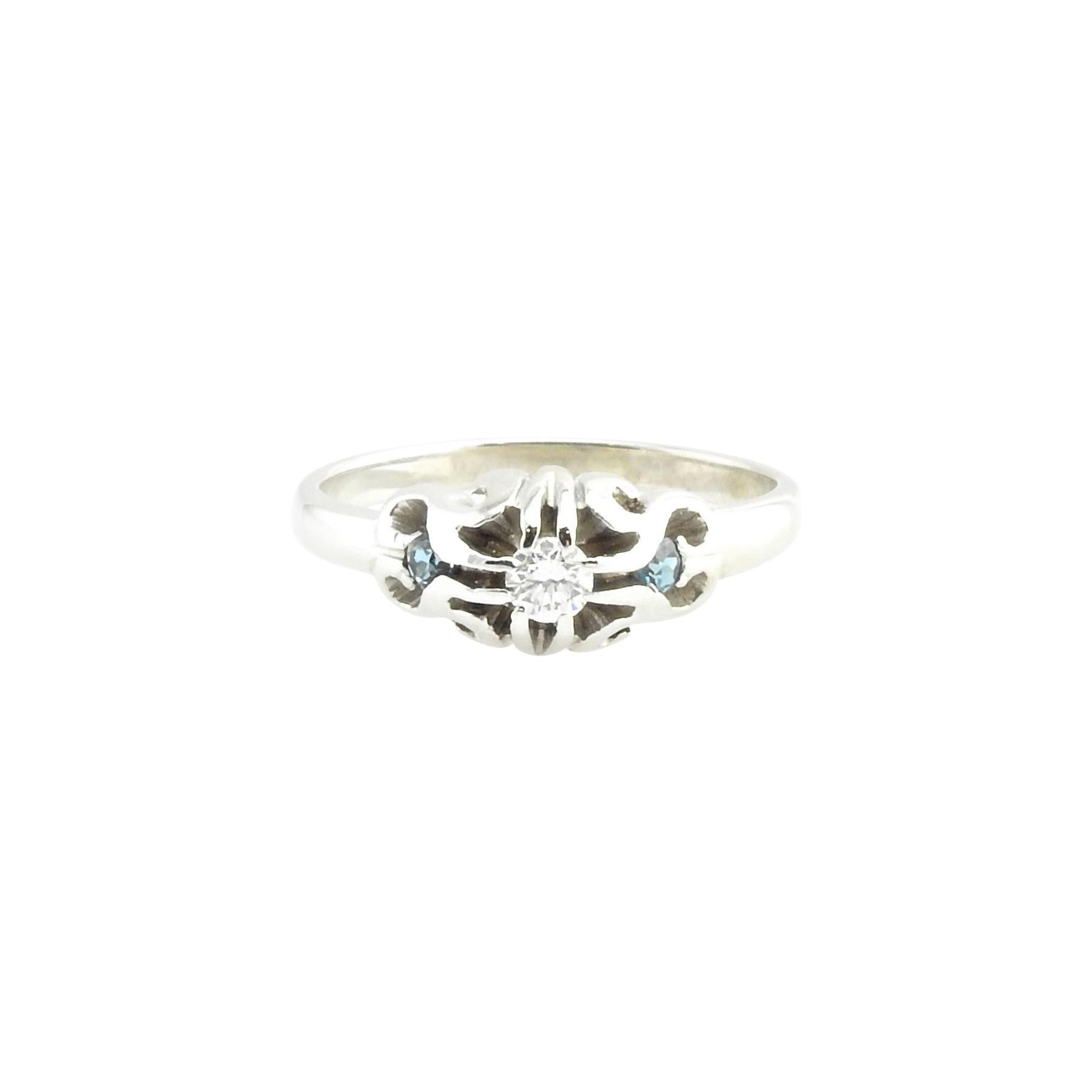 14 Karat White Gold and Diamond Ring For Sale