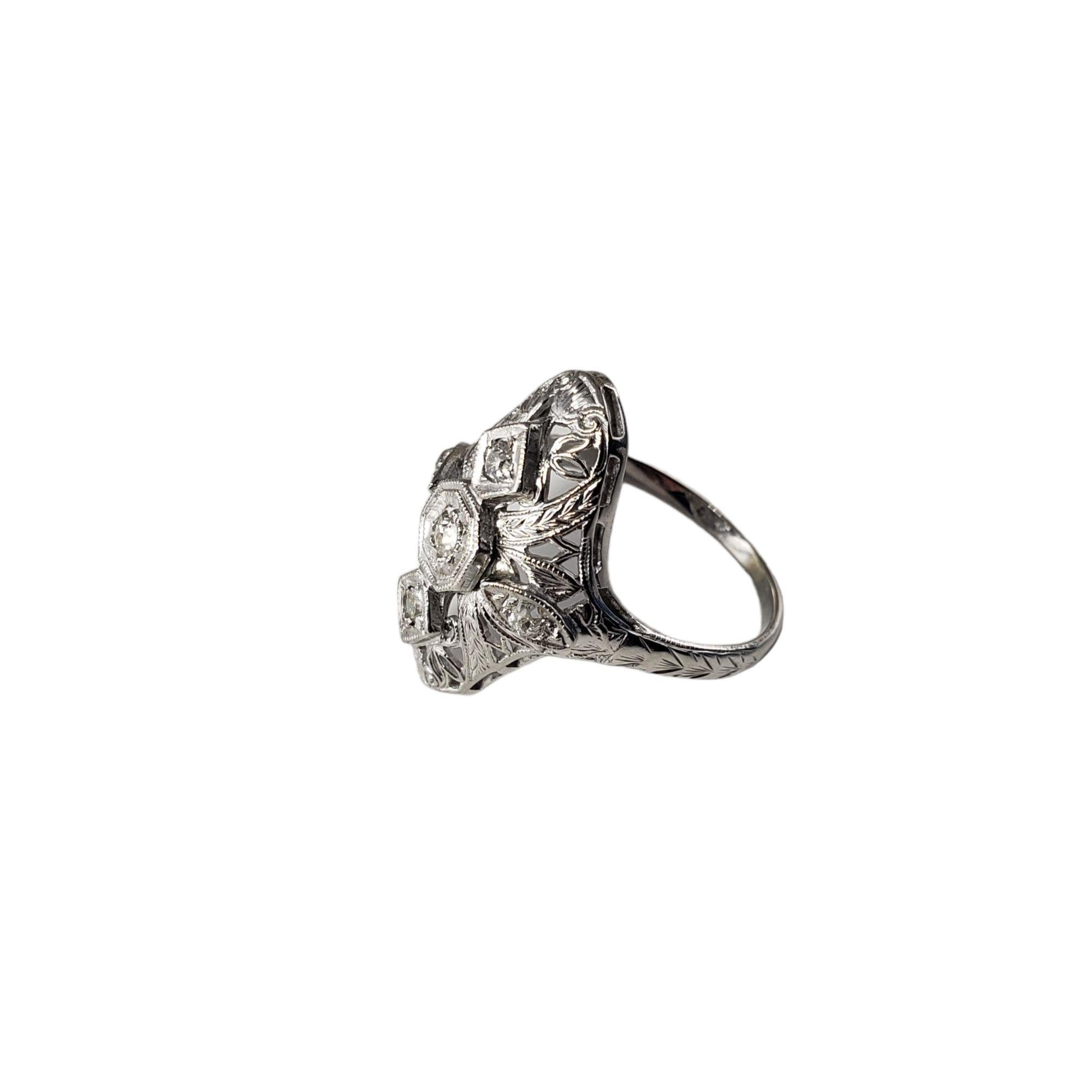 Round Cut 14 Karat White Gold and Diamond Ring For Sale
