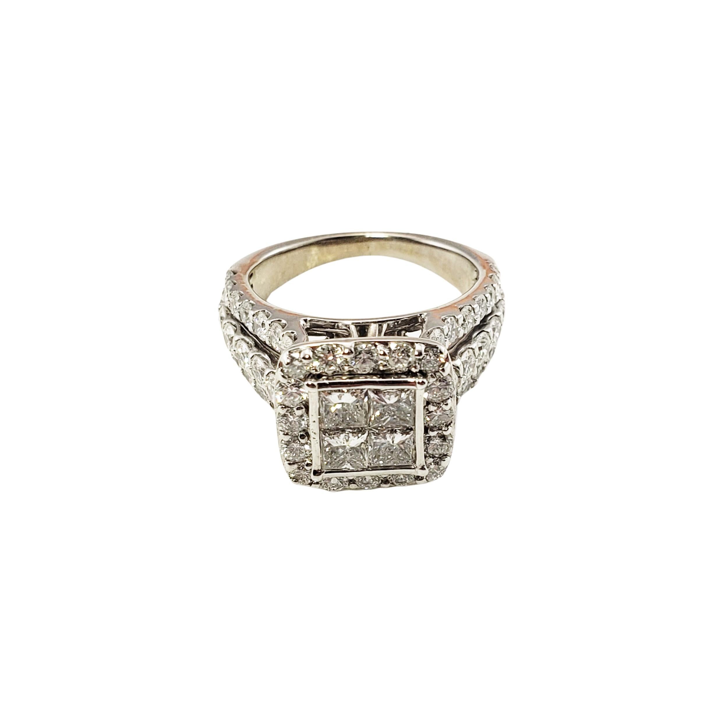 Brilliant Cut 14 Karat White Gold and Diamond Ring Size 6.5 For Sale
