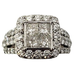 Anillo de oro blanco de 14 quilates y diamantes talla 6.5