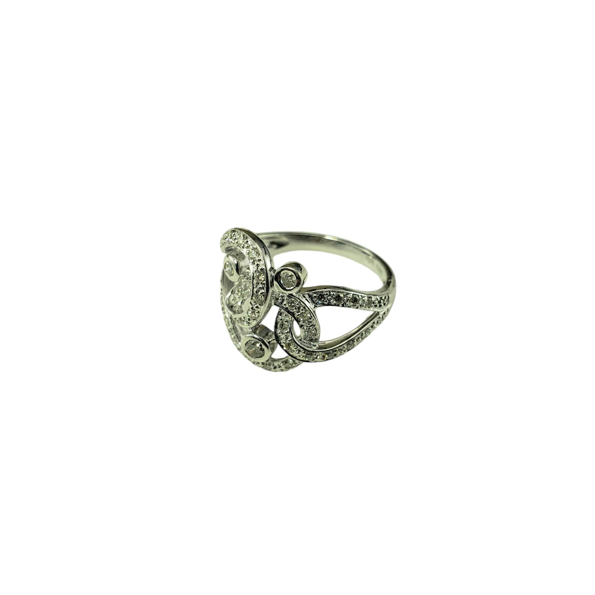 14 Karat White Gold and Diamond Ring Size 7.25

This sparkling ring features 36 round brilliant cut diamonds set in beautifully detailed 14K white gold.  

Width: 15 mm. Shank: 2 mm.

Approximate total diamond weight: .32 ct. - .40 ct.

Diamond