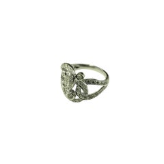 14 Karat White Gold and Diamond Scrolling Ring Size 7.25 #18736