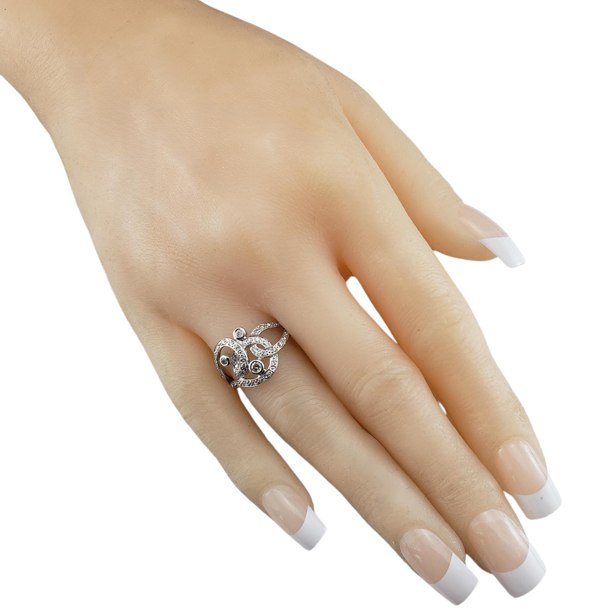 Women's 14 Karat White Gold and Diamond Scrolling Ring Size 7.25 #18736 For Sale