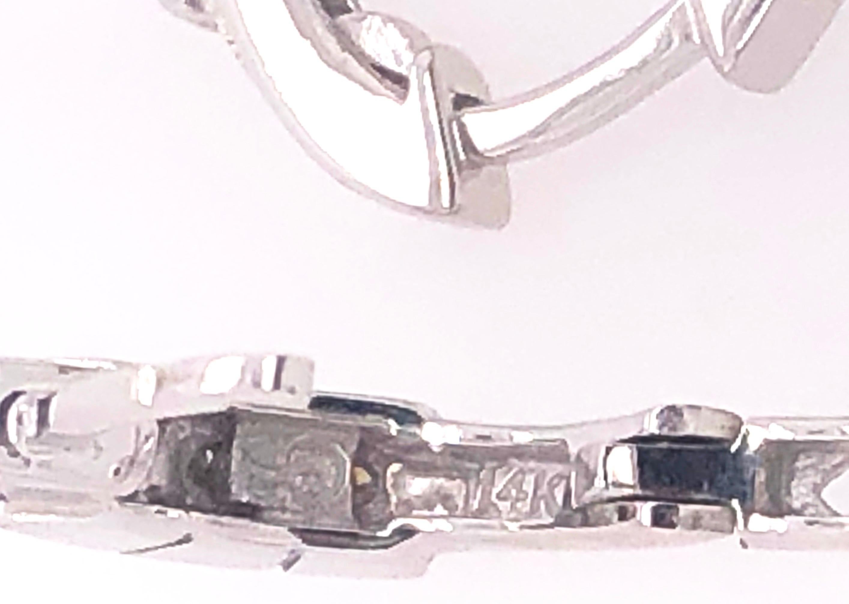 14 Karat White Gold and Diamond Small Hoop Earrings For Sale 2