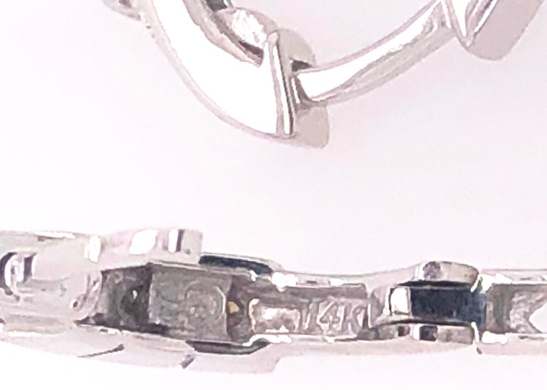 14 Karat White Gold and Diamond Small Hoop Earrings For Sale at 1stDibs