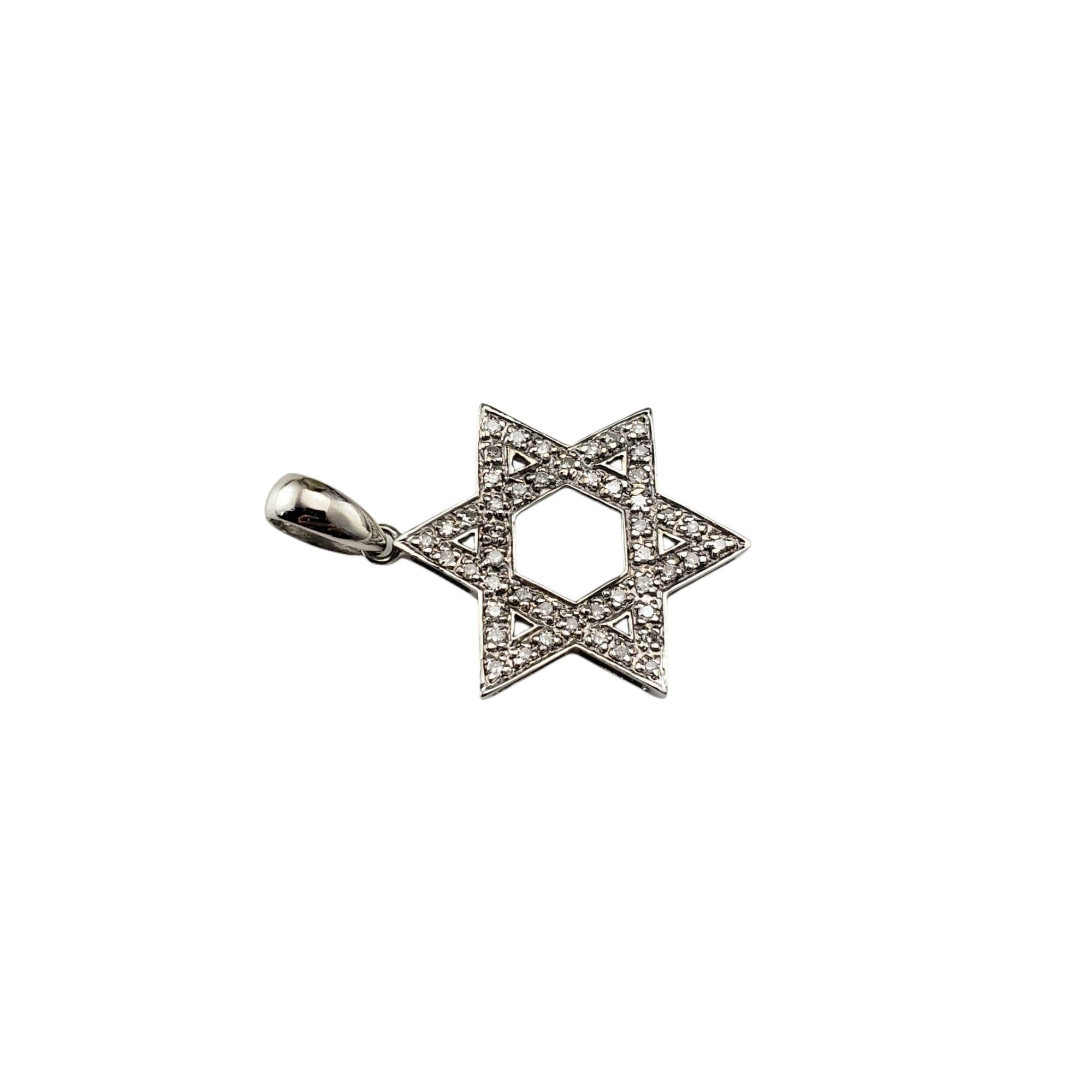Taglio singolo Ciondolo Stella di David in oro bianco 14 carati e diamanti #21523 in vendita