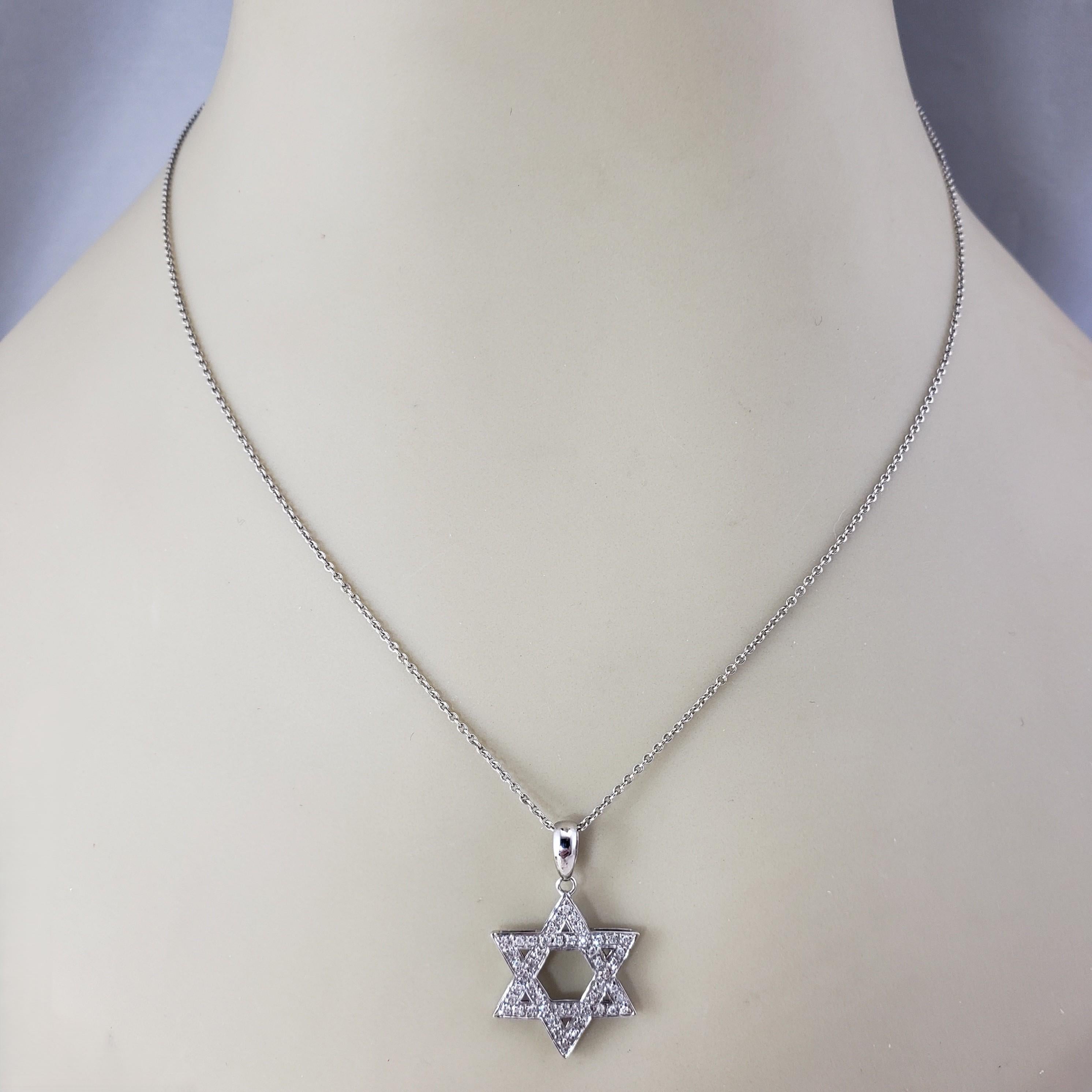 Ciondolo Stella di David in oro bianco 14 carati e diamanti #21523 in vendita 2