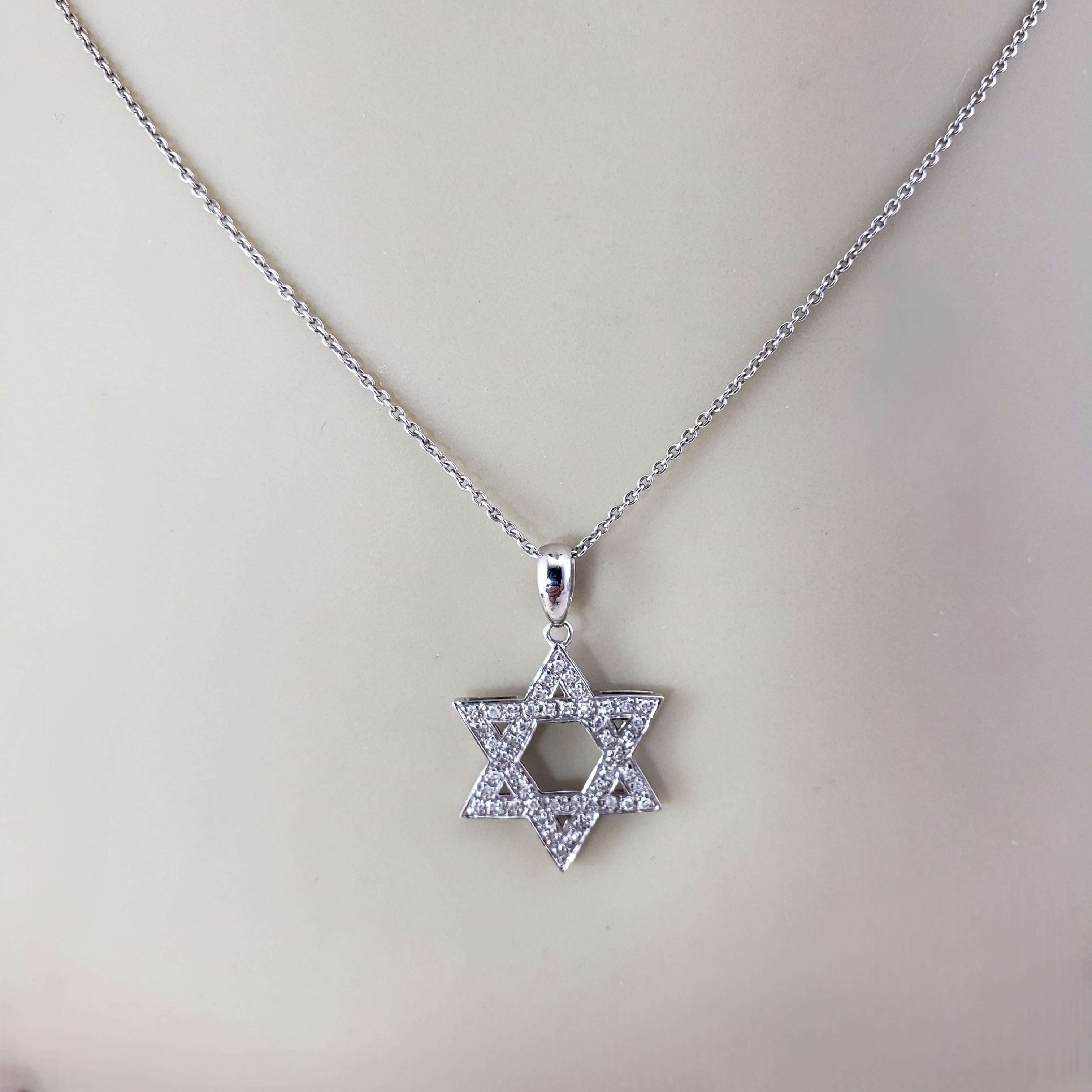 Ciondolo Stella di David in oro bianco 14 carati e diamanti #21523 in vendita 3