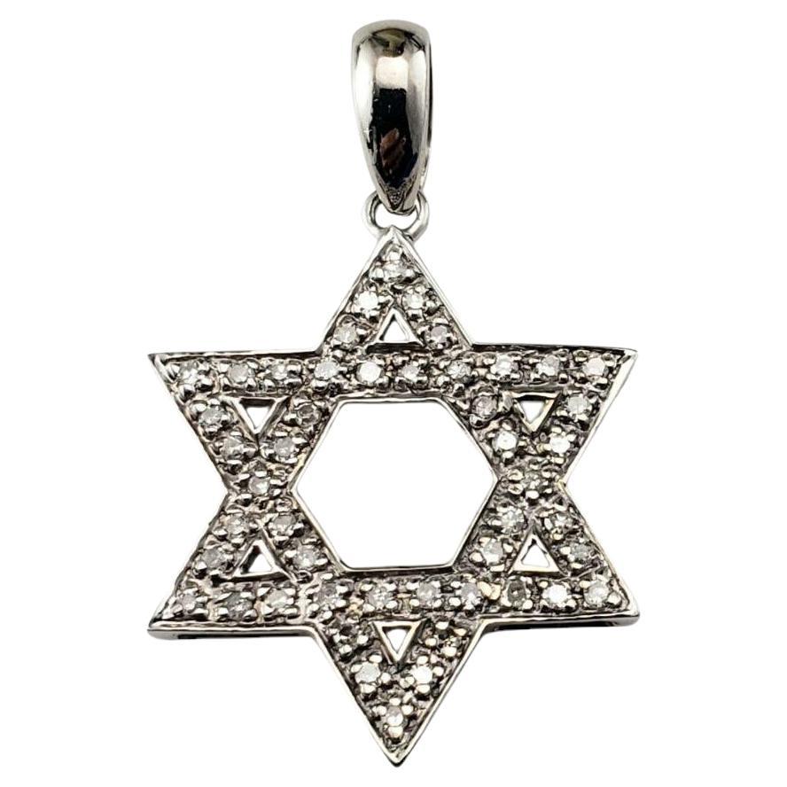 Ciondolo Stella di David in oro bianco 14 carati e diamanti #21523