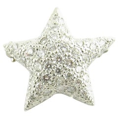 14 Karat White Gold and Diamond Star Pendant / Brooch