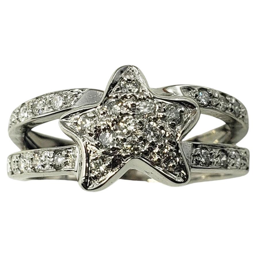 14 Karat White Gold and Diamond Star Ring Size 7.5 For Sale