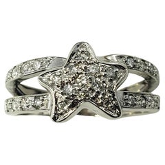 Vintage 14 Karat White Gold and Diamond Star Ring Size 7.5