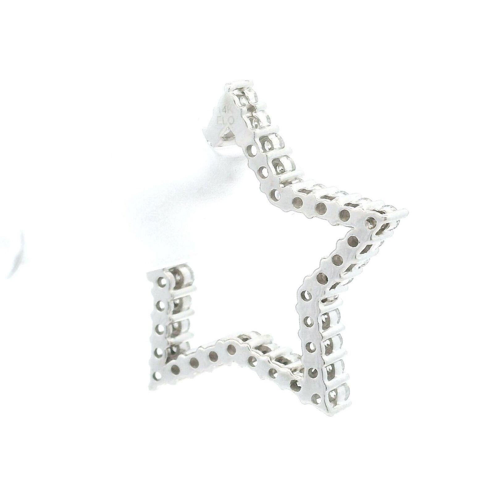 14 Karat Weißgold und Diamant-Stern- Slide-Anhänger 1