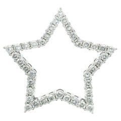 14 Karat Weißgold und Diamant-Stern- Slide-Anhänger