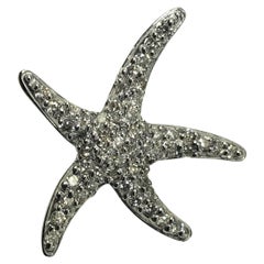 Vintage 14 Karat White Gold and Diamond Starfish Pendant #15473