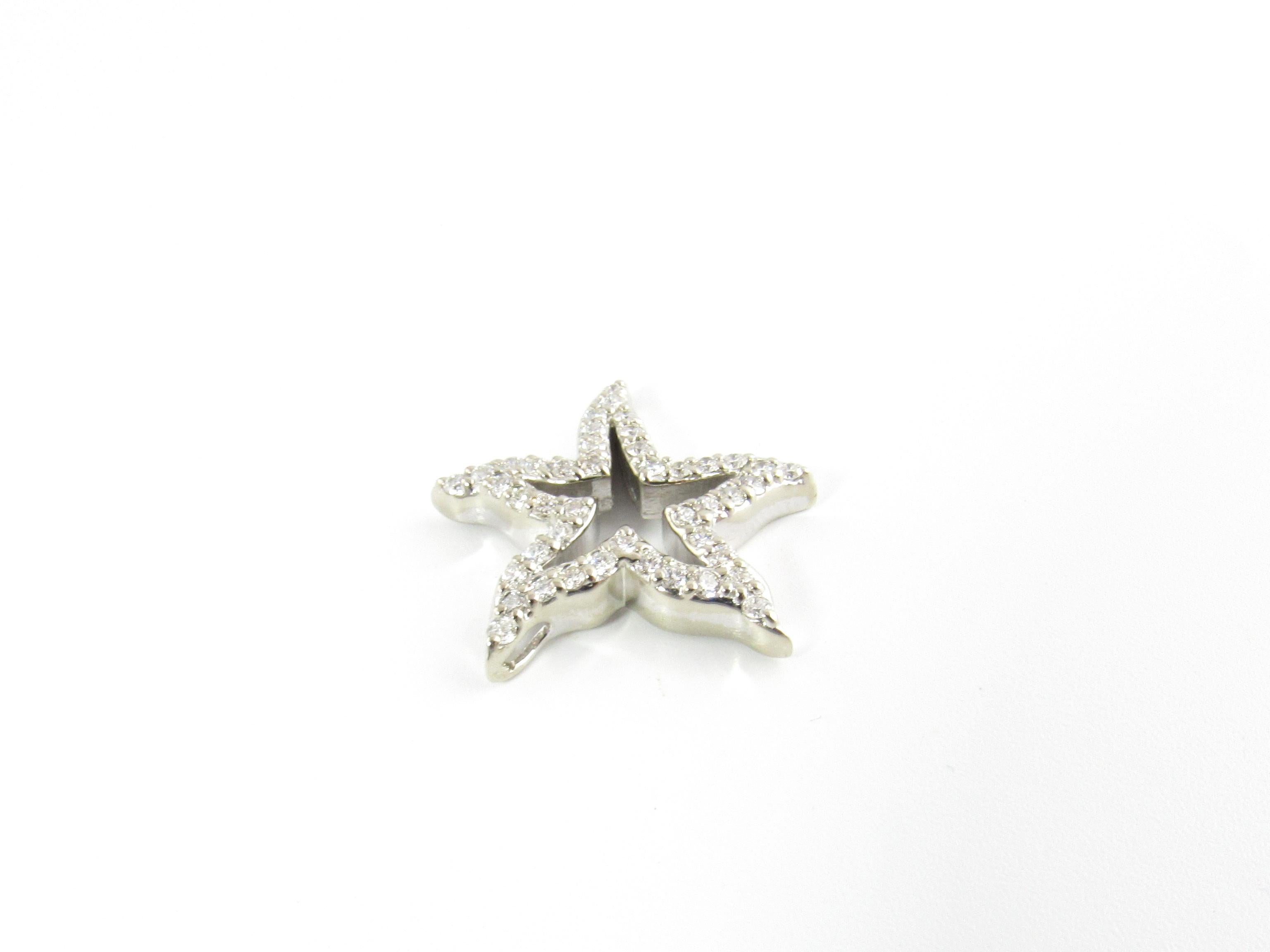 14 Karat White Gold and Diamond Starfish Pendant In Good Condition For Sale In Washington Depot, CT