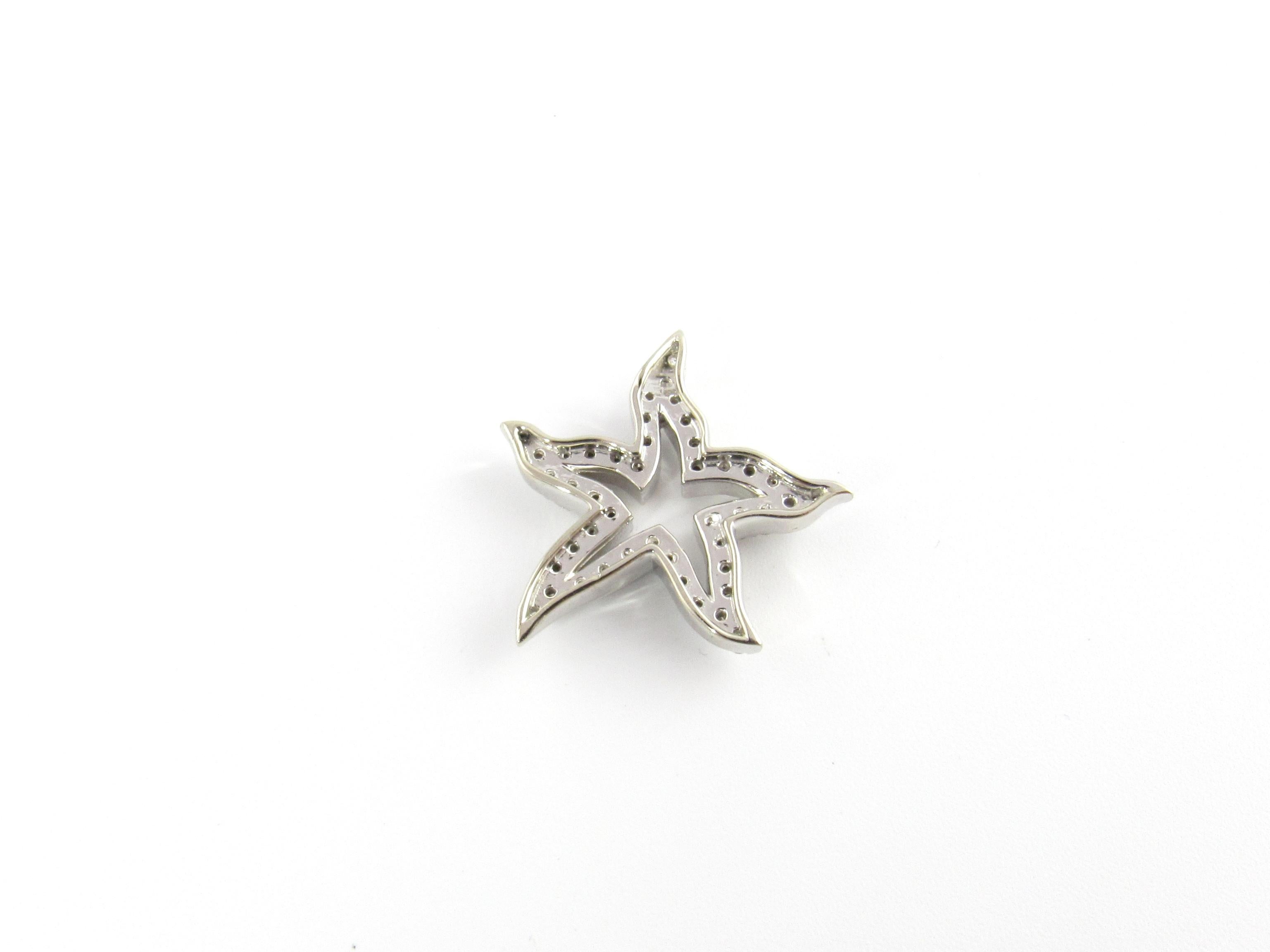 Women's 14 Karat White Gold and Diamond Starfish Pendant For Sale