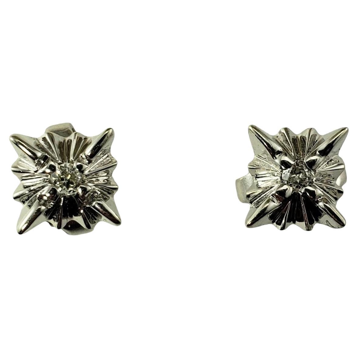 14 Karat White Gold and Diamond Stud Earrings #17158 For Sale