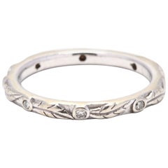 14K White Gold and Diamond Vine Stackable Band