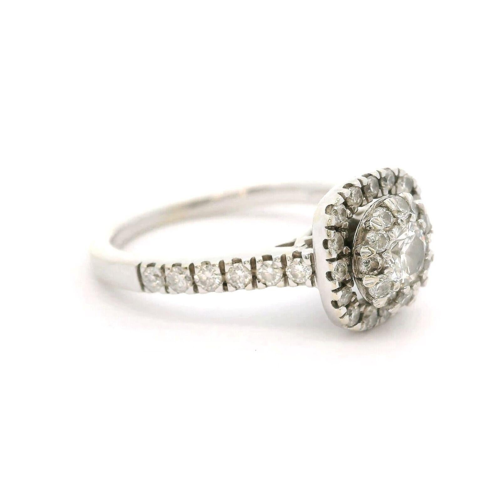 14 Karat White Gold and Diamond Vintage Cluster Halo Ring In Good Condition In Guilford, CT