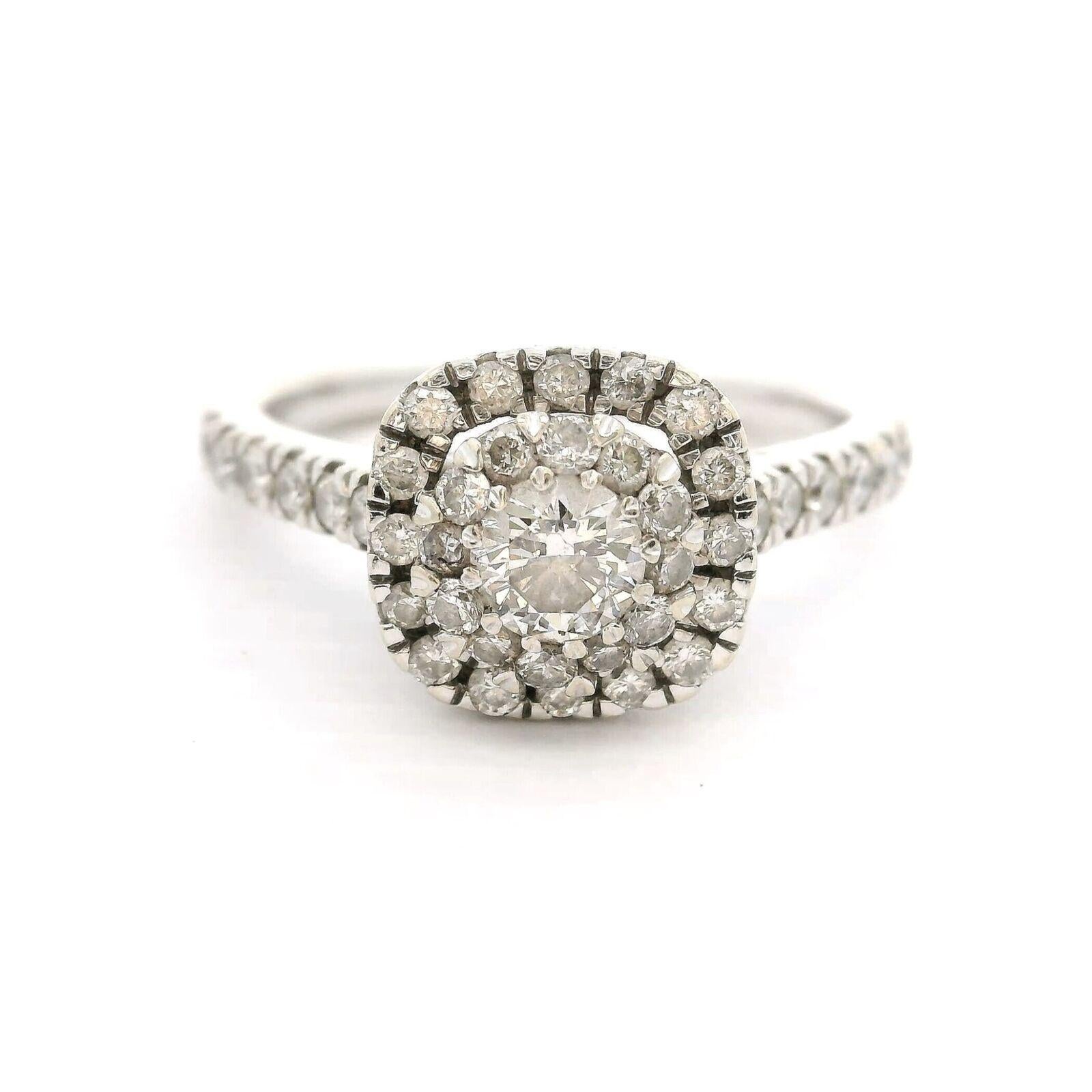 14 Karat White Gold and Diamond Vintage Cluster Halo Ring For Sale 3