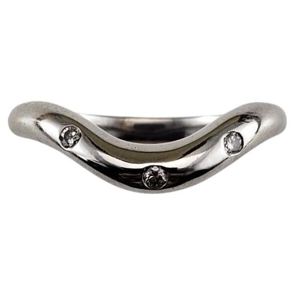 Anillo Onda Oro Blanco 14 Kilates y Diamantes Talla 6.25 #19753 en venta